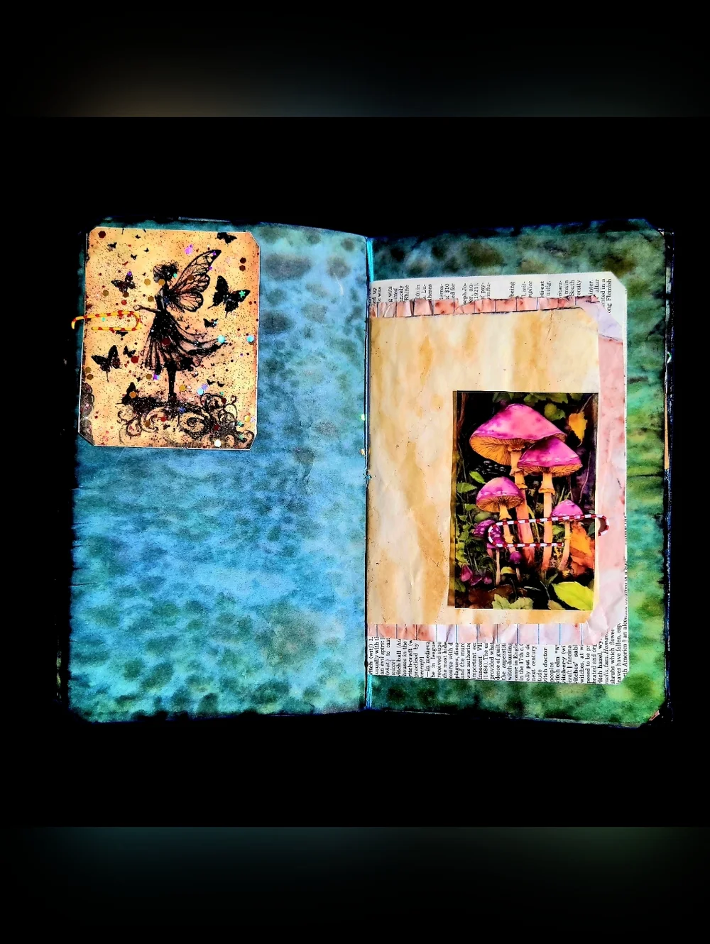 Fairy Mushroom Nature Handmade Junk/Creative Journal Vivid FluffyTextured Book